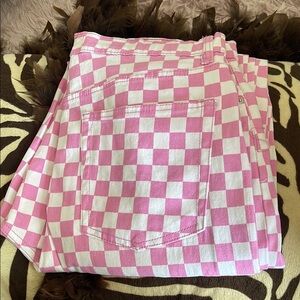 Ardene Pink and White Checkered Pants